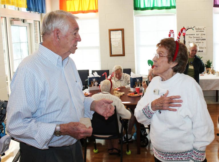 Sister Elaine Burke tries to convince Associate Mike Sullivan that she’s been good all year.
