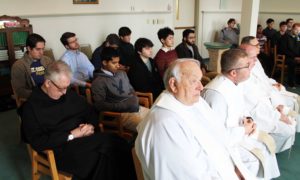 The priests and seminarians filled every seat in the Center Chapel, which faces the front of the Mount Saint Joseph grounds.