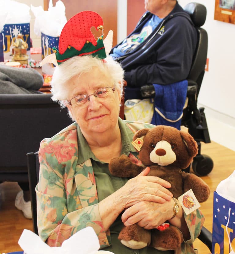 Sister Eva Boone named her new bear “Nicky” in honor of Saint Nicholas.
