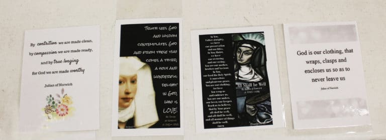These were some of the prayer cards disseminated that featured comments attributed to Julian of Norwich.