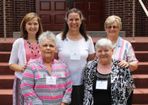 The five new Ursuline Associates, all of Owensboro. In front, from left, are Karen Wells and Donna Favors; in the back from left are Kim Haire, Tina Wolken and Susie Westerfield.