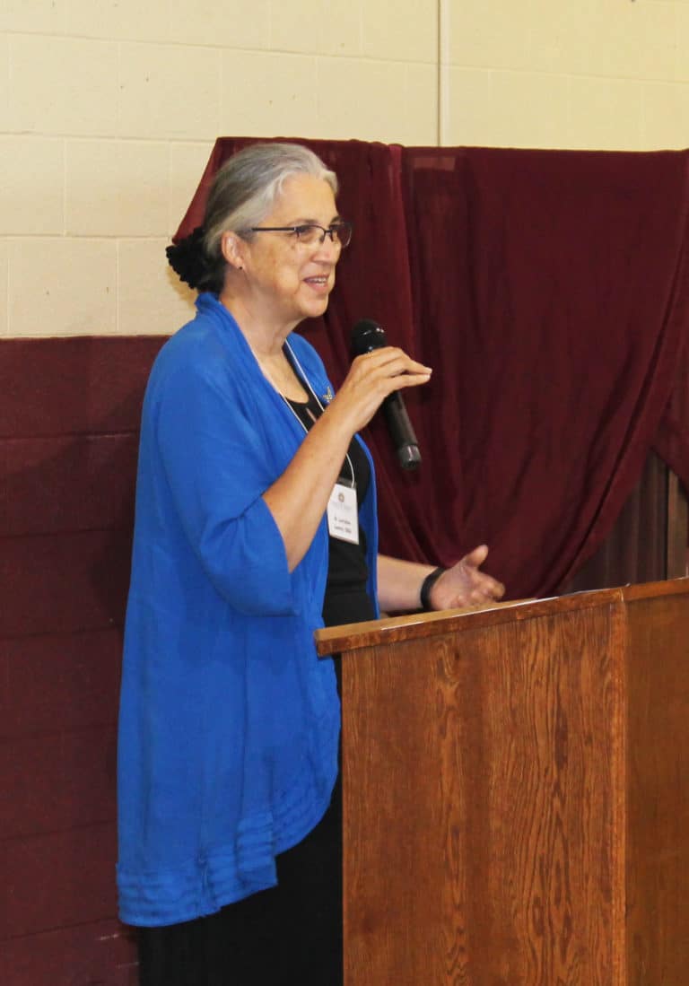Sister Larraine Lauter addresses the audience with her talk, “Claiming Our Identity: Angela Merici and Her Original Vision for the Ursuline Family.”