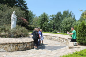 The Memory Garden featuring a statue of Saint Joseph was the next stop for this team.