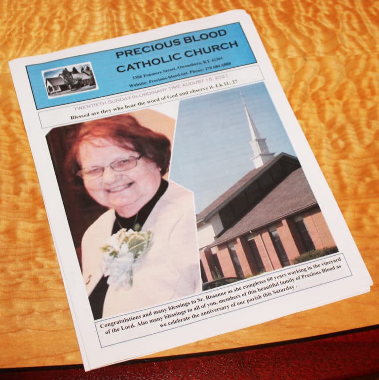 As evidence of how big the celebration was, the parish put Sister Rosanne’s face on the cover of the bulletin.