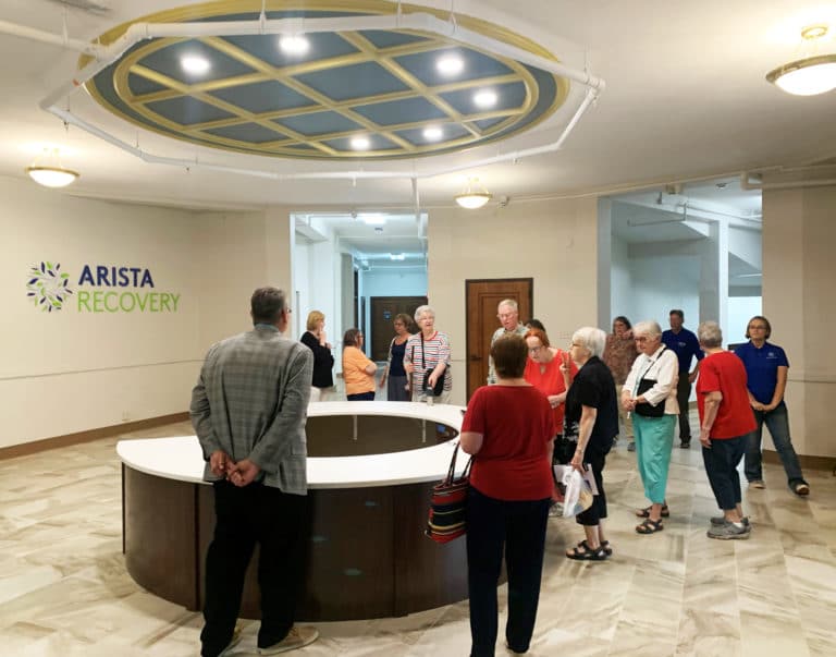 Ursuline Sisters and Associates arrive at Arista Recovery on June 4, 2022, in what once was the rotunda of the Paola convent.
