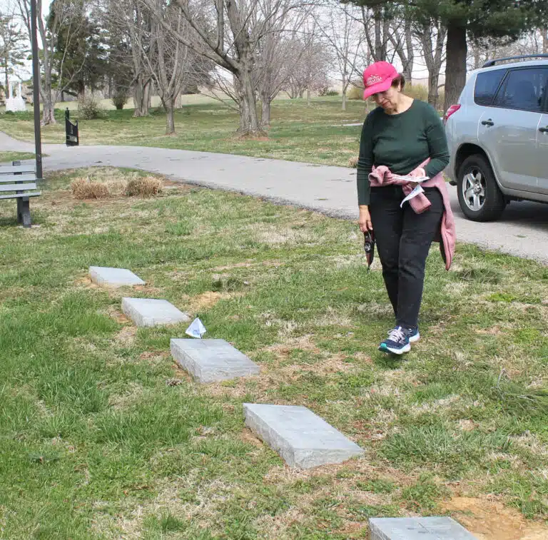 Edna Murphy looks over the grave of Sister Rose Marita O’Bryan, who led the Contemporary Woman Program from 2005-16. Edna Murphy looks over the grave of Sister Rose Marita O’Bryan, who led the Contemporary Woman Program from 2005-16.