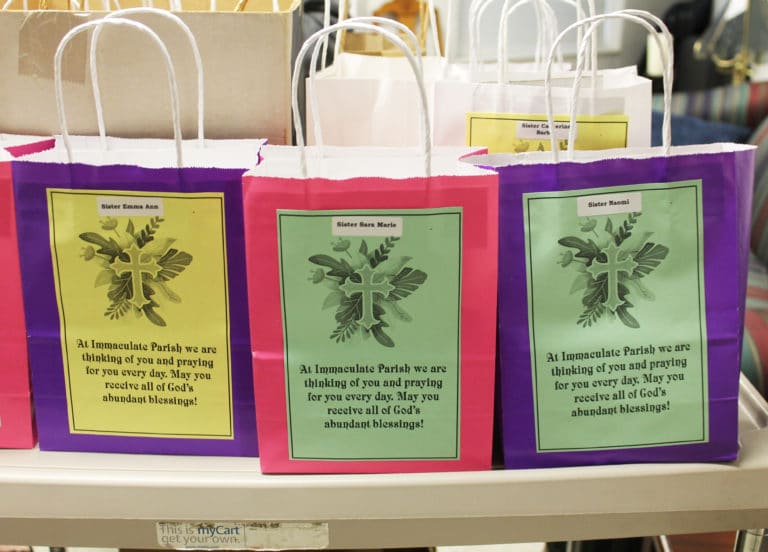 Each of the bags had a Sister’s name on it and this note from Immaculate Parish.