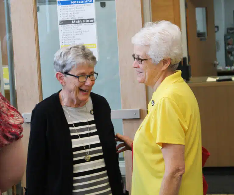 Sister Judith Nell, left, shares a laugh with Sister Barbara Jean Head, senior accountant at Brescia. Sister Judith Nell, left, shares a laugh with Sister Barbara Jean Head, senior accountant at Brescia.