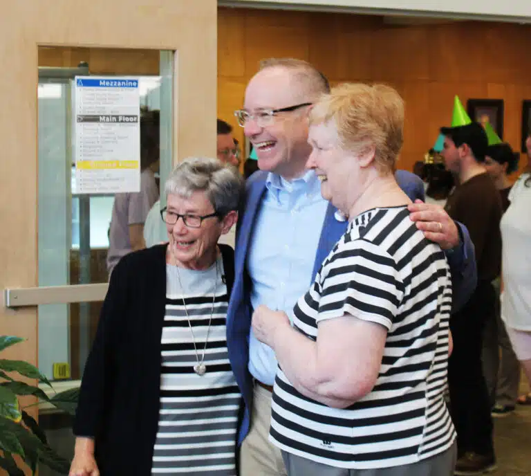 Sister Judith Nell, left, and Sister Helena Fischer pose with new Brescia President Madison Silvert during the retirement celebration. Sister Helena has been the registrar at Brescia for 35 years. Sister Judith Nell, left, and Sister Helena Fischer pose with new Brescia President Madison Silvert during the retirement celebration. Sister Helena has been the registrar at Brescia for 35 years.