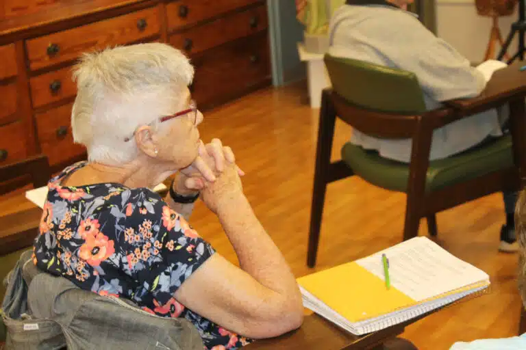 Sister Jane Falke listens to Jan Novotka ask the Sisters to reflect on what was most significant during this day. Sister Jane Falke listens to Jan Novotka ask the Sisters to reflect on what was most significant during this day.
