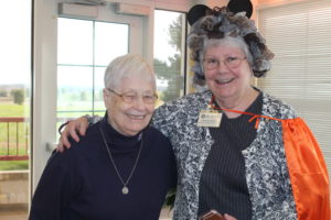 Sister Marcella Schrant, left, hopes she doesn't get trapped with this mouse, AKA Sister Pat Lynch.