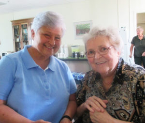 Sister Carol Shively, left, and Sister Pat Rhoten reminisce about their time ministering together in Louisiana.
