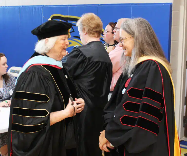 Sister Vivian Bowles, left, talks with Elaine Wright, chairwoman of the Marilyn Younger Conley School of Social Work at Brescia. Wright attended Music at Maple Mount when she was a teenager. Sister Vivian Bowles, left, talks with Elaine Wright, chairwoman of the Marilyn Younger Conley School of Social Work at Brescia. Wright attended Music at Maple Mount when she was a teenager.