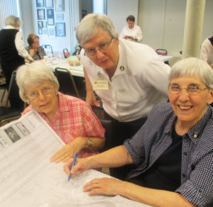 Sister Julia Head, right, and Sister Rita Scott, center, go over an Owensboro map with Sister Angela Fitzpatrick so she can run an errand. Sister Angela lives in Kansas.