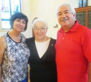 Sister Sara Marie Gomez, center, gathers with her friends Robert and Orla Lybrook from Farmington, N.M. The couple drove Sister Sara Marie from New Mexico to the Mount and will take her back following her retreat week.