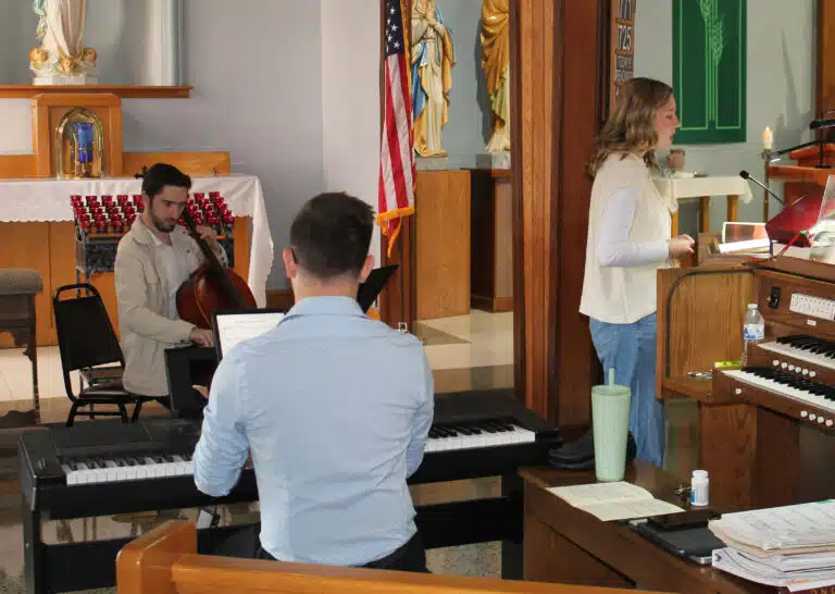 The musicians for the event were Caleb Wiggins on the cello, Jacob Hein on the piano and Cecilia Lane leading the singing. The musicians for the event were Caleb Wiggins on the cello, Jacob Hein on the piano and Cecilia Lane leading the singing.