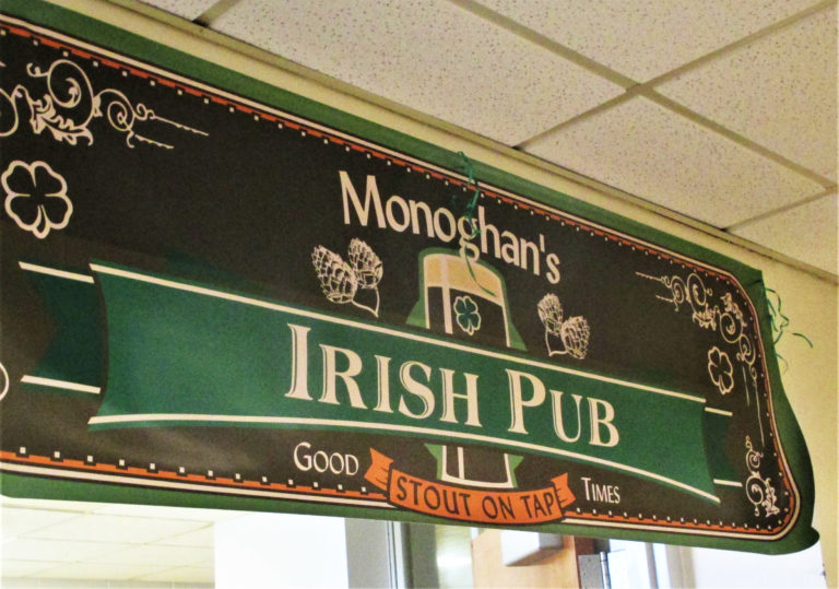 No stout was on tap at the Mount, but the Irish mood was set in the dining room.