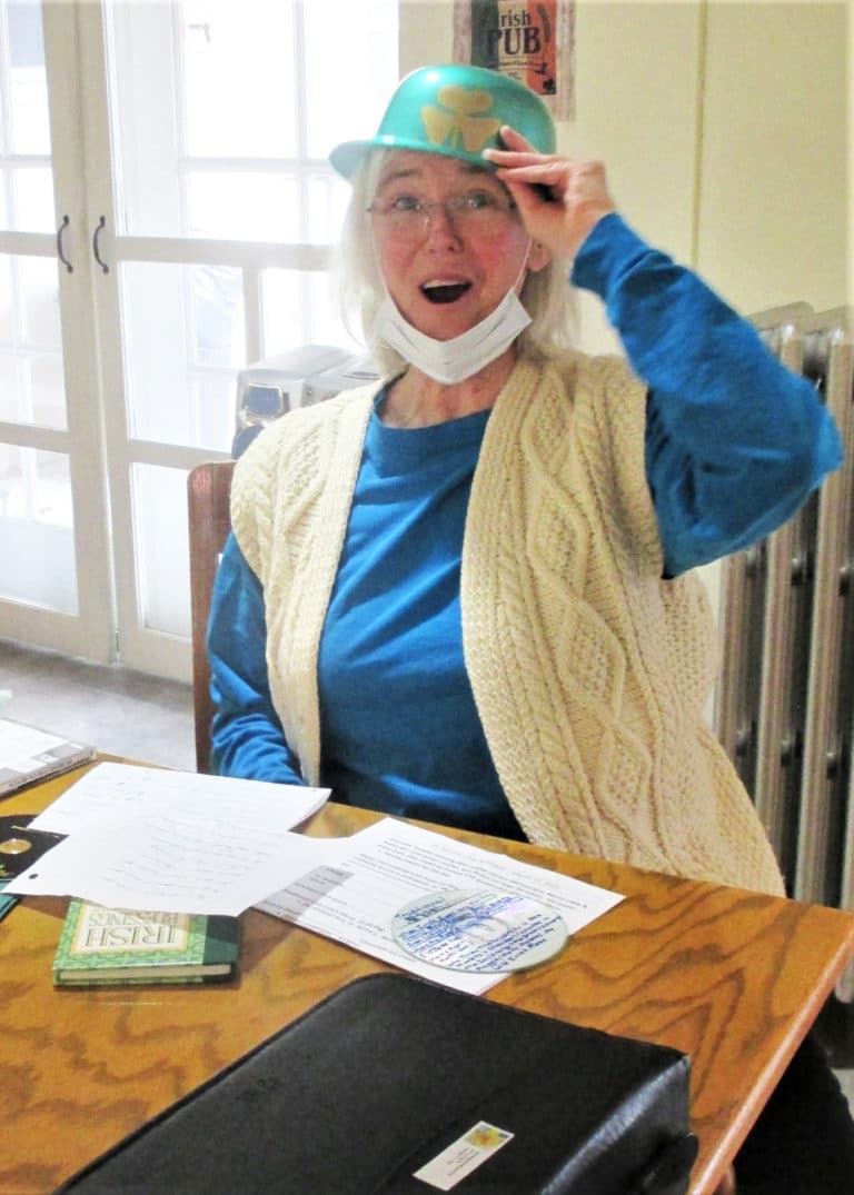 Sister Nancy Liddy wishes everyone a top 'o the mornin'.