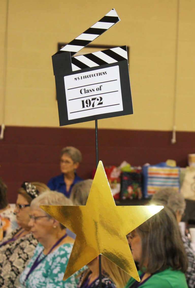 A Night at the Oscars was the theme for Alumnae Weekend, with each class table adorned with these decorations.