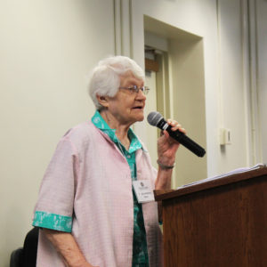 Sister Mary Matthias Ward, director of the Mount Saint Joseph Conference and Retreat Center, welcomes the participants to the day.