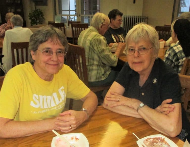 Two of the Sisters who came the farthest for Community Days were Sister Jacinta Powers, left, and Sister Angela Fitzpatrick. Sister Jacinta is serving in Chinle, Ariz., and Sister Angela serves in the Kansas City, Kan., area.