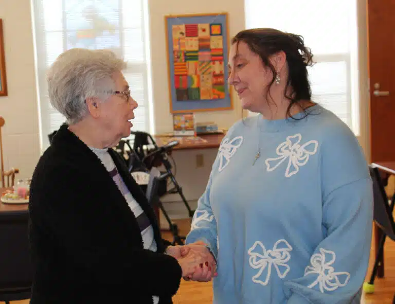 Melanie Brooks, right, vice president for Institutional Advancement at Brescia University, talks with Sister Nancy Murphy. Sister Nancy served 13 years at Brescia. Melanie Brooks, right, vice president for Institutional Advancement at Brescia University, talks with Sister Nancy Murphy. Sister Nancy served 13 years at Brescia.