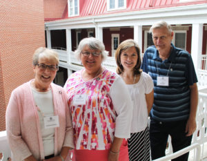The Associate Panel for the afternoon session consisted of, from left, Stephanie Render, Delores Turnage, Kim Haire and Ron Bornander. They each discussed their response to the question, “How have I grown since being introduced to Saint Angela?”