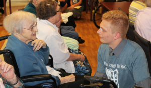 Sister Marie Goretti Browning enjoys talking with this teen-age camp member.