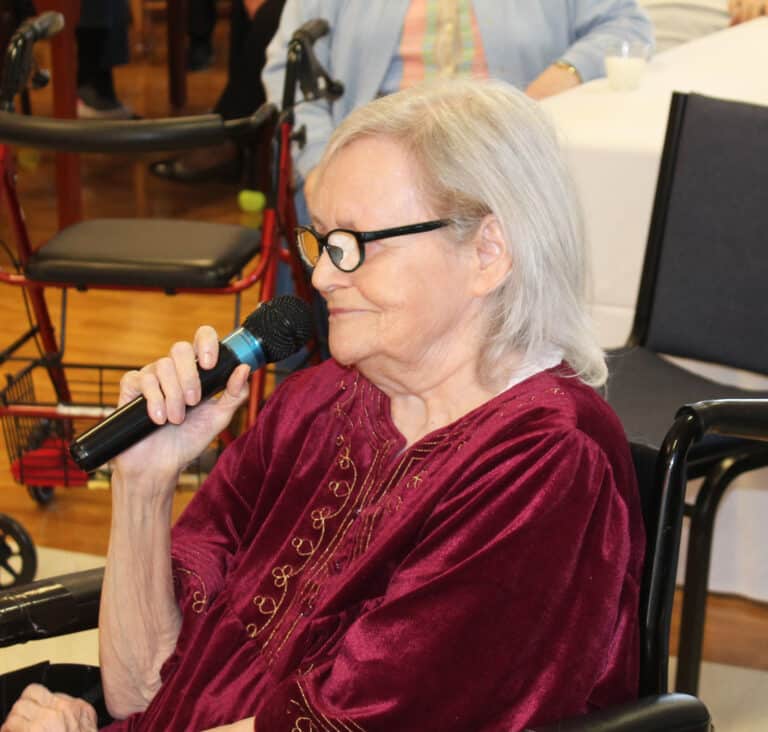 Sister Pat Rhoten led the singing of “You Are My Sunshine,” one of Sister Marie’s favorite songs.