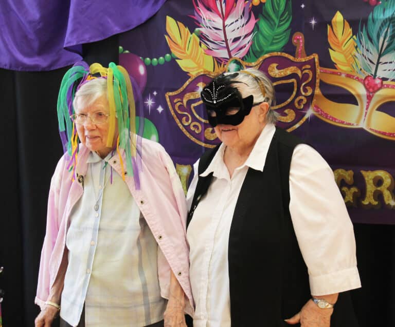 Sister Amanda Rose Mahoney, left, and Sister Catherine Marie Lauterwasser get into the spirit. Sister Amanda Rose Mahoney, left, and Sister Catherine Marie Lauterwasser get into the spirit.