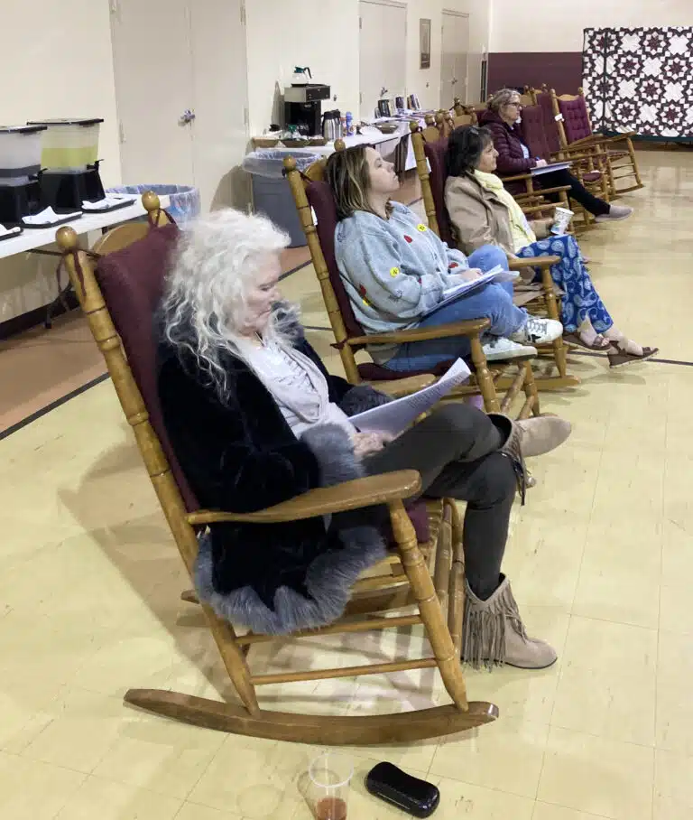 Participants in the reflection day make use of the rocking chairs in Maple Hall. Participants in the reflection day make use of the rocking chairs in Maple Hall.