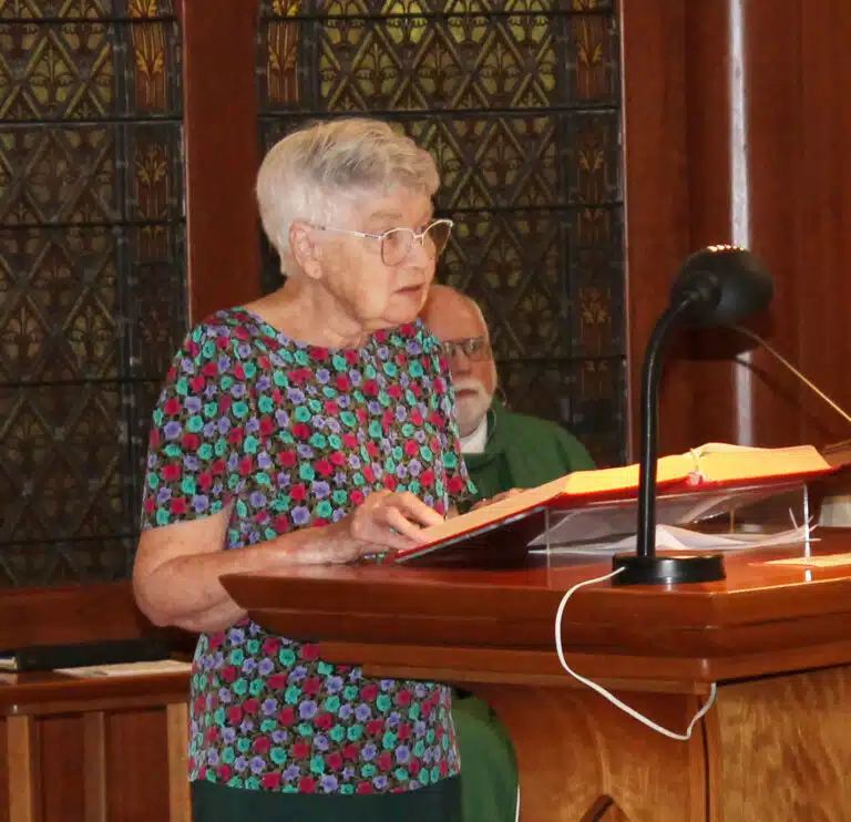 Sister Jane Falke delivers the second reading during Mass. Sister Jacinta Powers delivered the first reading. Sister Jane Falke delivers the second reading during Mass. Sister Jacinta Powers delivered the first reading.