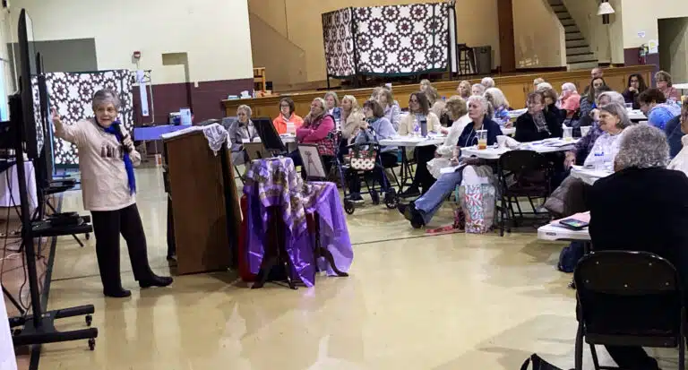 Maple Hall was filled with people following along with Sister Cheryl. The large turnout told Sister Cheryl that people want help in deepening their prayer life. Maple Hall was filled with people following along with Sister Cheryl. The large turnout told Sister Cheryl that people want help in deepening their prayer life.