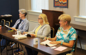 Ann Renfrow, left, comments about an envious experience she had, as Marylene Miller, center, and Marsha Logsdon listen.