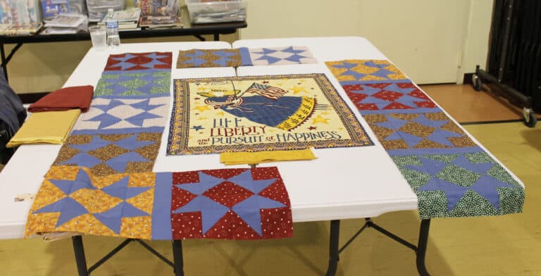 Sally Fitzgerald is working on this liberty quilt.