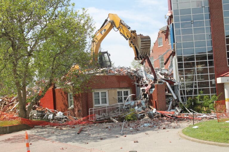The corner of the Retreat Center, used in recent years for the Spiritual Direction program, was razed. The corner of the Retreat Center, used in recent years for the Spiritual Direction program, was razed.