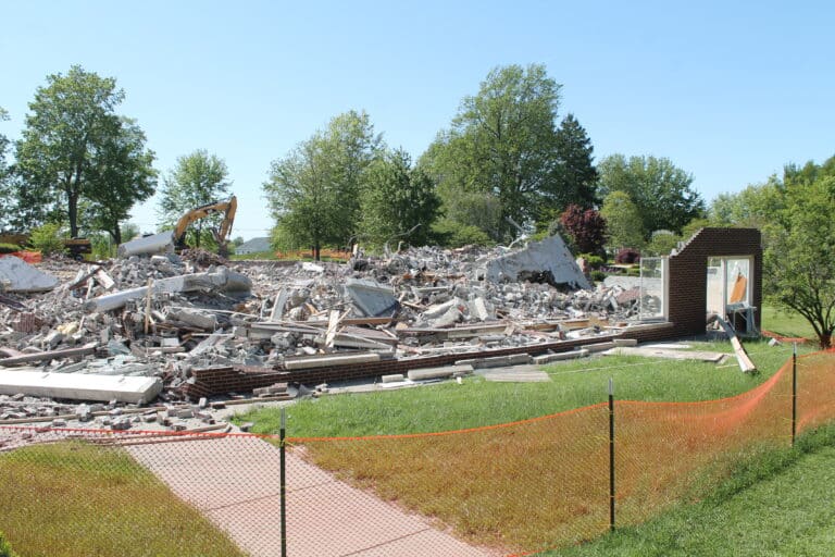 By late afternoon on May 3, only the far corner of the Student Shop/Gift Shop was still standing.