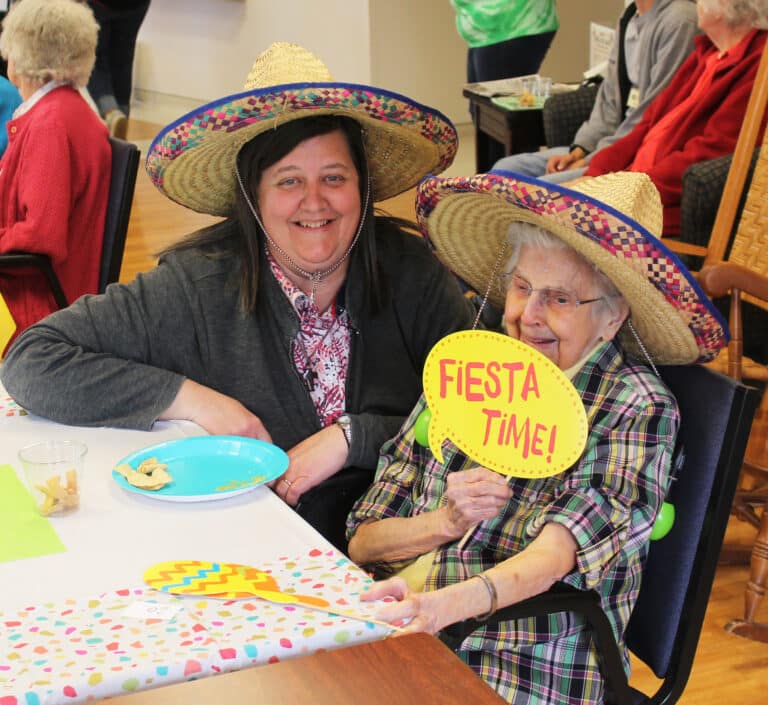Sister Monica Seaton, left, is all smiles with Sister Naomi Aull, who is celebrating 80 years as an Ursuline this year. Sister Monica Seaton, left, is all smiles with Sister Naomi Aull, who is celebrating 80 years as an Ursuline this year.