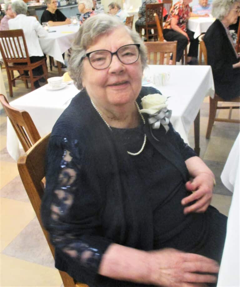 Following the Mass on July 15 in honor of the Sisters celebrating jubilees, Sister Paul Marie Greenwell prepares to enjoy a special meal. She is celebrating 70 years as a Sister this year.