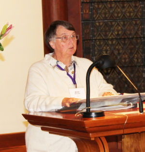 Anna Mattingly, A’66, reads the intercessions.