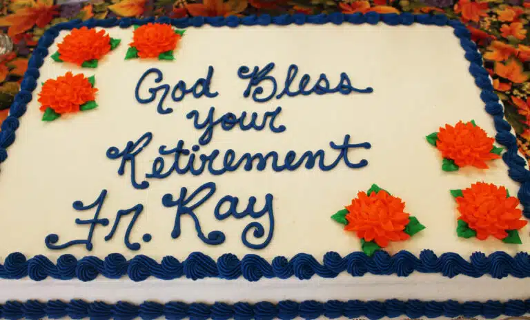 Father Ray’s retirement cake.