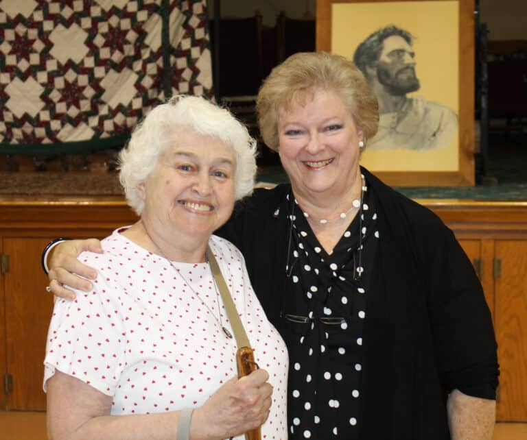 Associate Marian Bennett, left, former coordinator of Ursuline Partnerships, is all smiles with Associate Suzanne Reiss, of Lanesville, Ind. Suzanne is a member of the Associate Advisory Board.