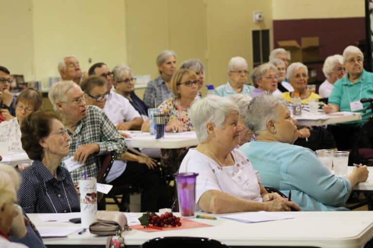 Participants follow along with Sister Cheryl’s talk. Seated in front, from left, are Sister Claudia Hayden, Sister Suzanne Sims and Owensboro Associate Karen Wells.