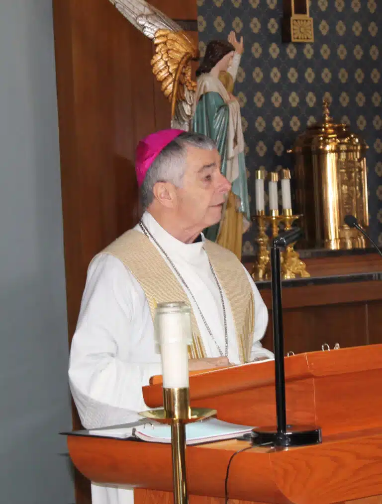 In his reflection, Bishop William Medley tells the Sisters, “Jeremiah speaks to who you are. To where I send you, you will go.” In his reflection, Bishop William Medley tells the Sisters, “Jeremiah speaks to who you are. To where I send you, you will go.”