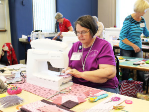 Janie Blalock, of Barwick, Ga., is making her Day Dreaming quilt with only three colors, to see how it differs from those who make it with more colors.