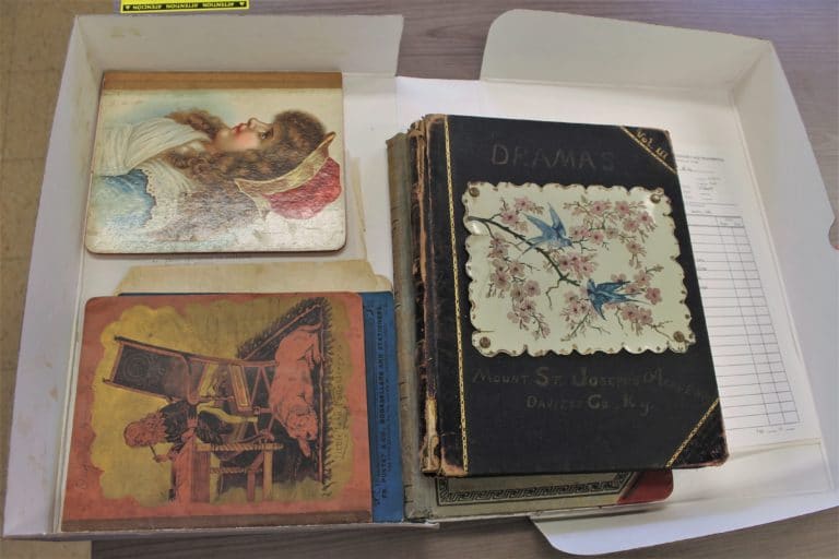 These materials used by girls at the former Mount Saint Joseph Academy were of special interest to historian and researcher Monica Mercado.