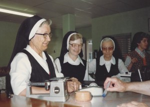 Sisters Joetta Mattingly, Mary Irene Cecil, Mary Lucy Mattingly and Margaret Joseph Aull at a Post Office celebration in 1978.