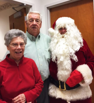 Sister Nancy Murphy was all smiles as she was visited by Associate Mike Sullivan and Santa. Once again, Associate John Wood was nowhere to be found.