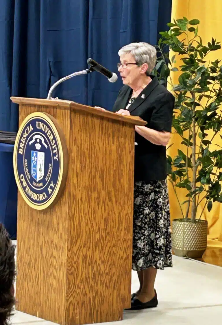Sister Judith Nell speaks after receiving her Outstanding Alumna award. Sister Judith Nell speaks after receiving her Outstanding Alumna award.