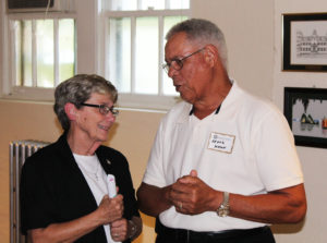 Sister Judith Nell Riney chats with Frank Mason during the reception. Frank’s wife Joanne is an Ursuline Associate.